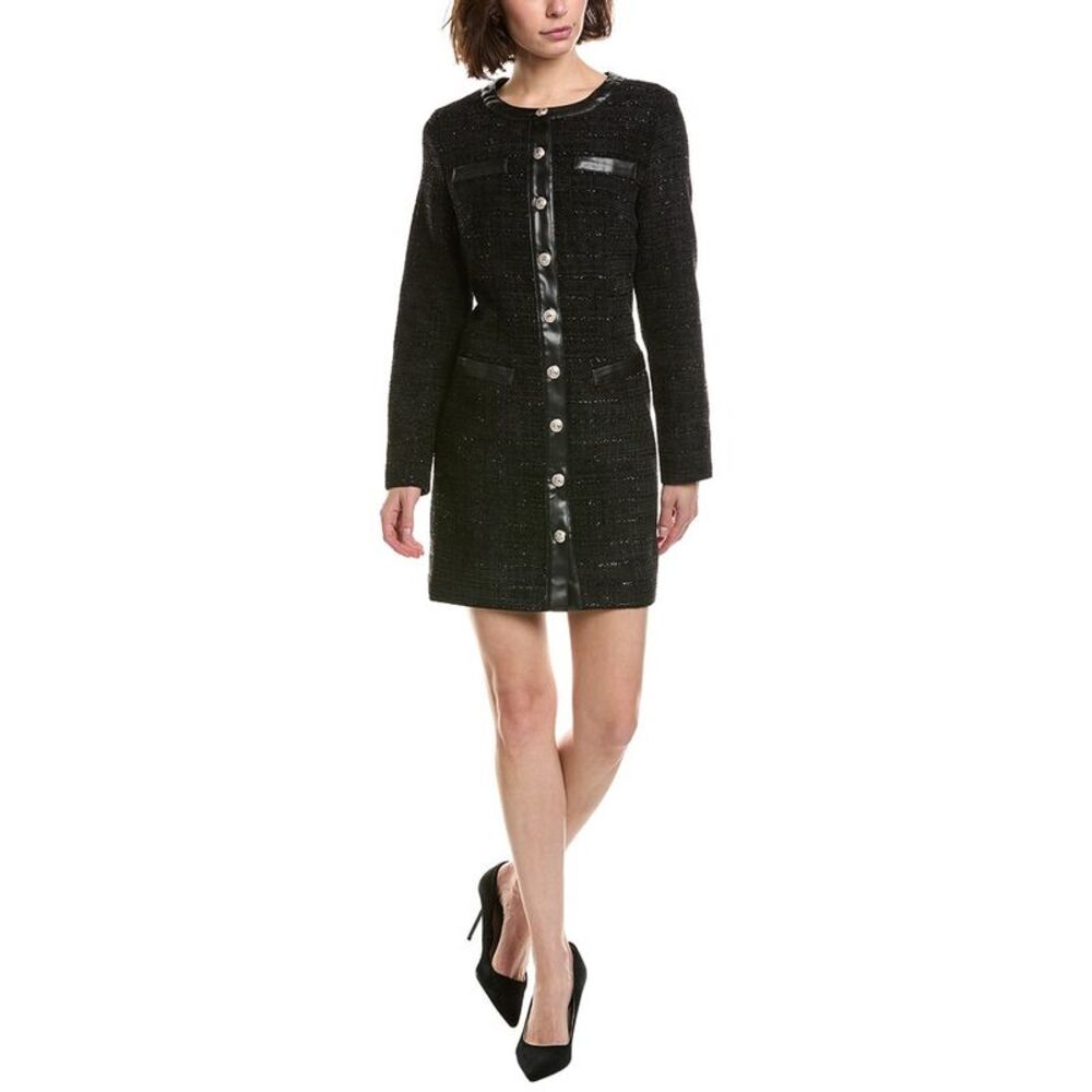Pascale La Mode Womens Tweed Fitted Formal Dress, Black